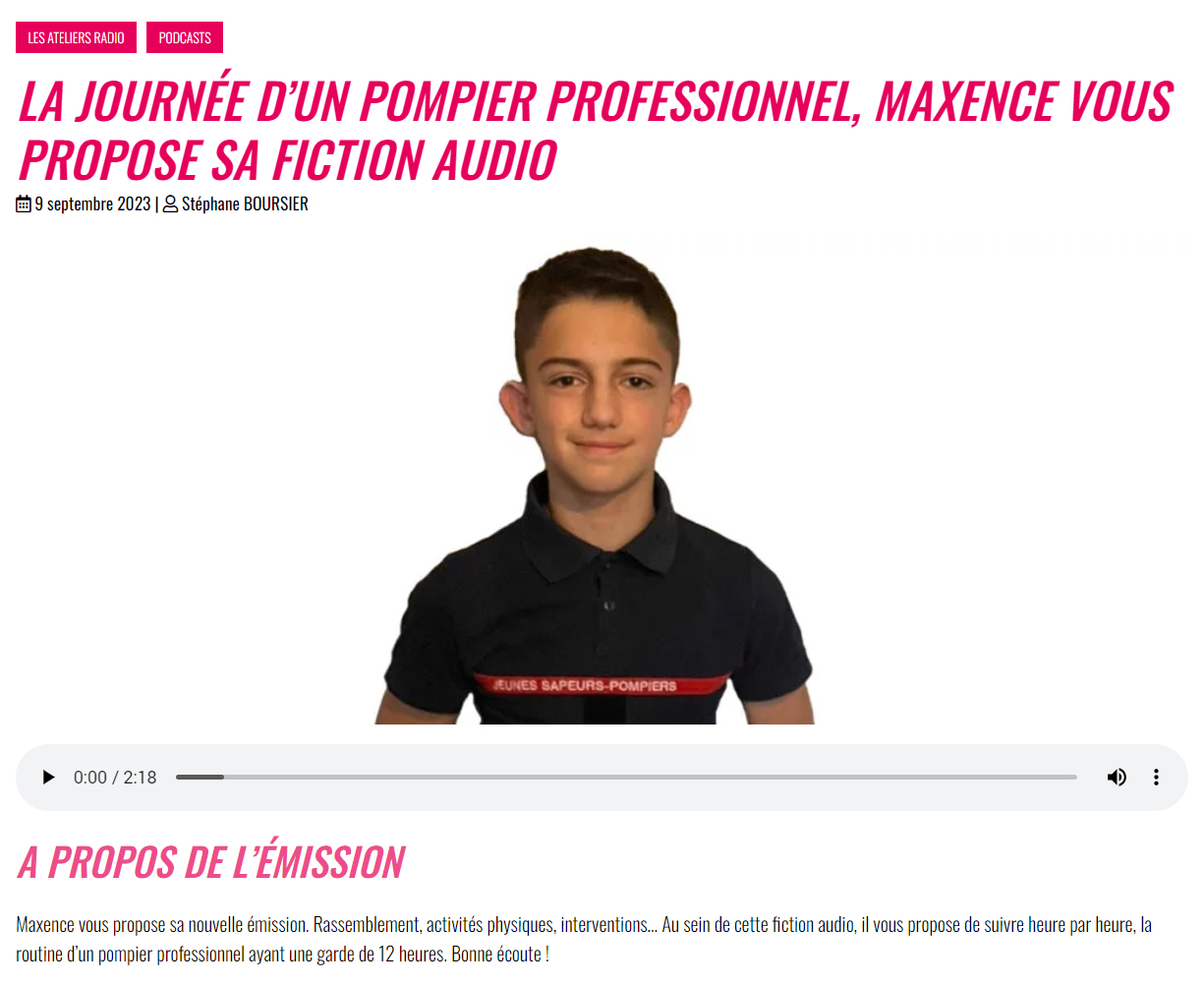 La journée d’un pompier professionnel, Maxence vous propose sa fiction audio