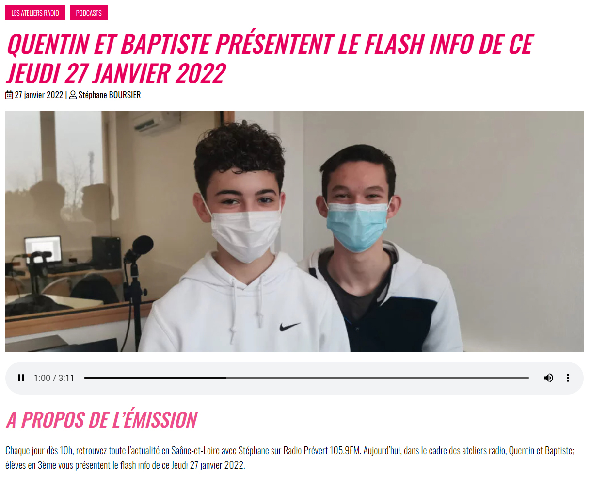 Flashs info dans le cadre d'ateliers radio