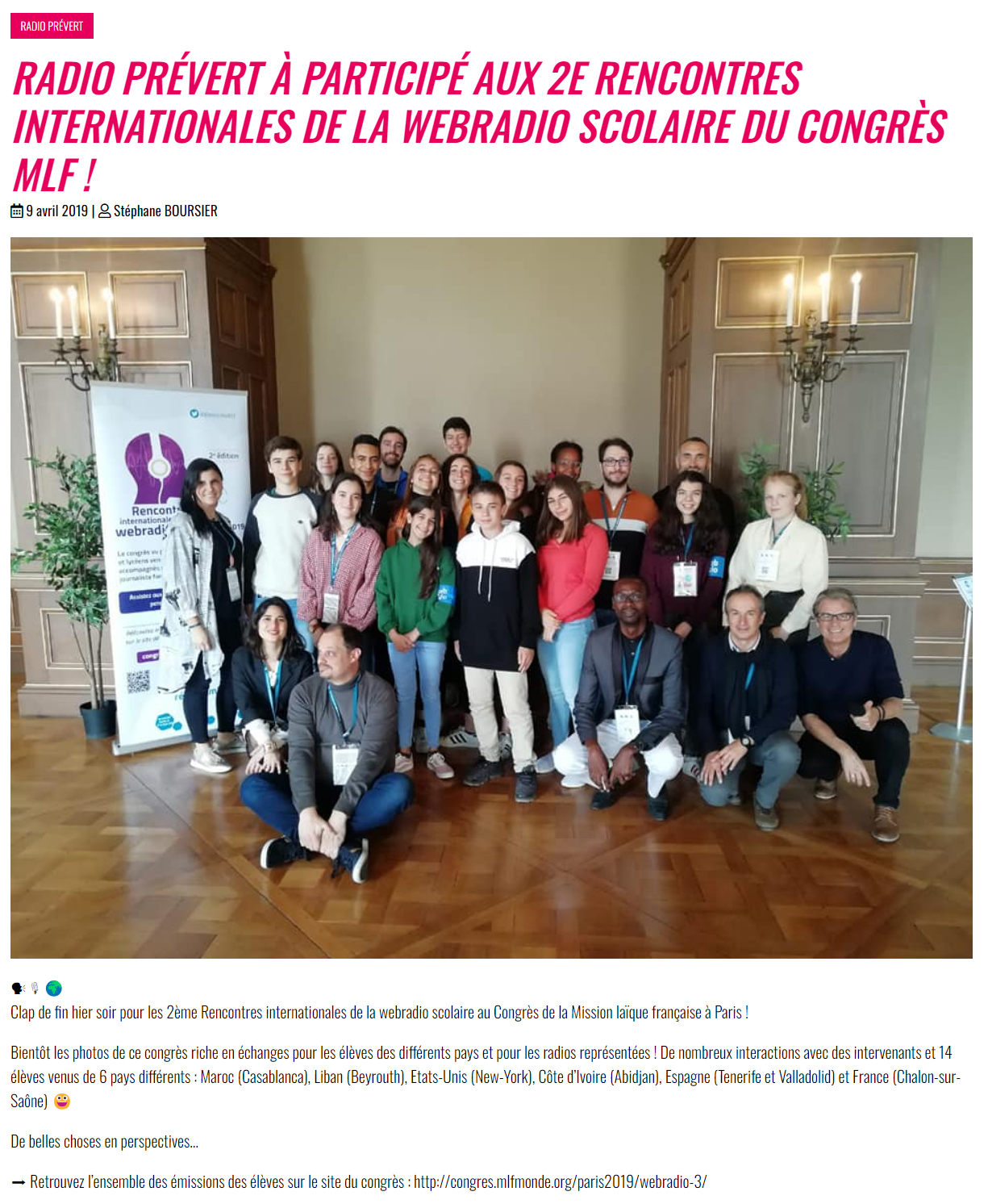 Radio Prévert à participé aux 2e rencontres internationales de la webradio scolaire du congrès MLF !