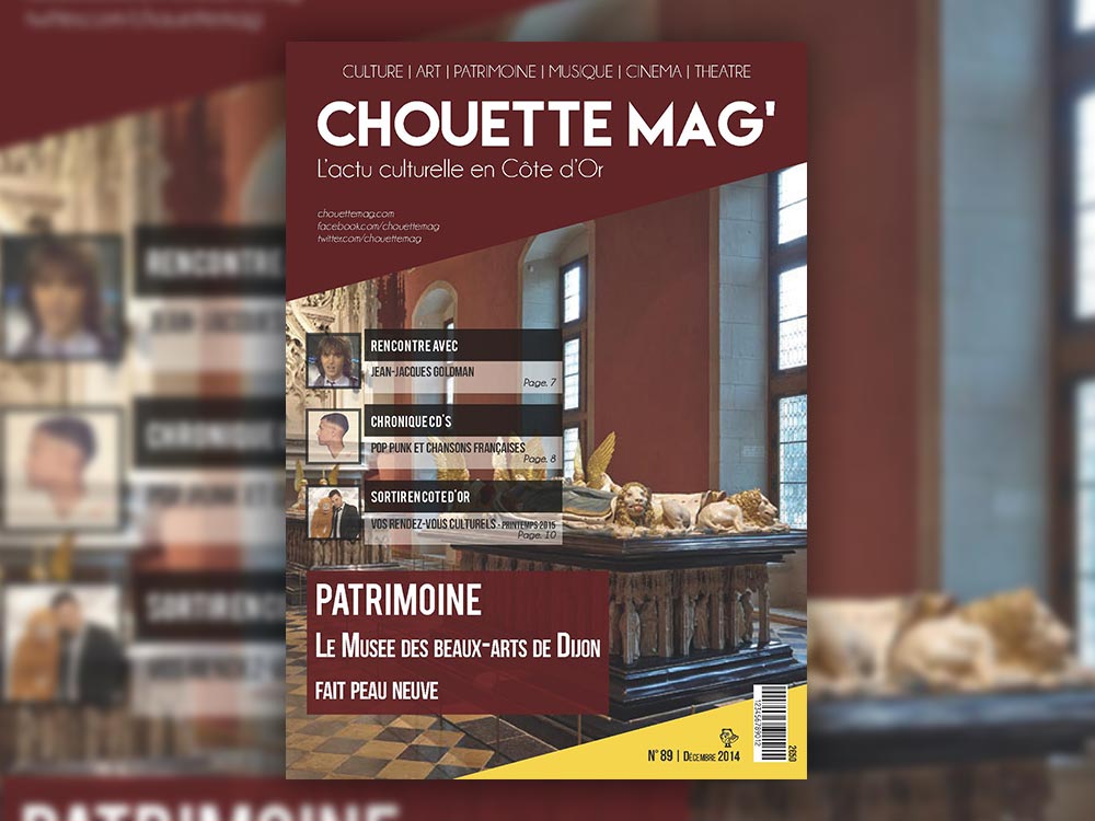 Maquette d un magazine culturel fictif Chouette Mag, l actu culturelle en Côte dOr